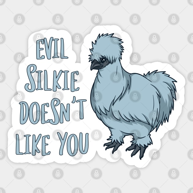 Evil Silkie doesn't like you - Silkie Chicken Sticker by Modern Medieval Design